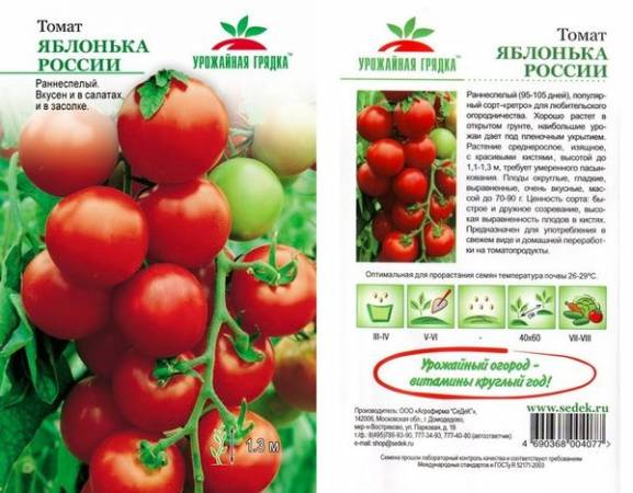 Характеристика и описание томата сорта Яблонька России
